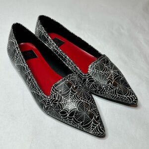 Strange Cvlt Cult Dagger Spider Web Halloween Flats Pointed Toe Size 8